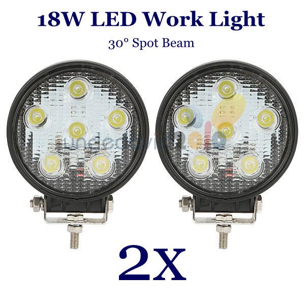 2x 18w round led work light spot beam lamp for offroad truck boat 4wd 4x4 jeep