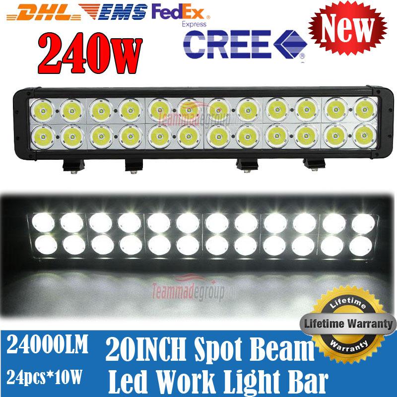 240w 24000lm cree led work light bar offroad spot 4wd boat truck driving 20inch