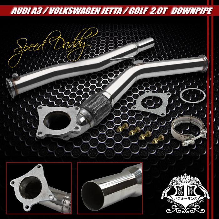 Stainless racing downpipe turbo 06-11 audi a3/-10 vw golf gti/jetta mk v 2.0l