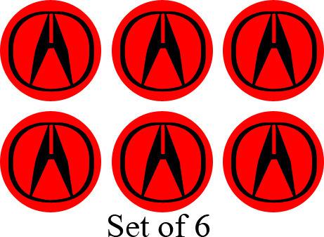 6 acura wheel center cap vinyl decal sticker overlay. choose from 12 colors!!!