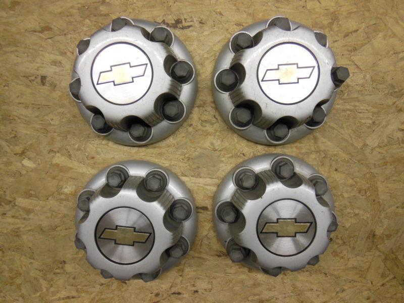 Chevrolet 8 lug silver wheel center caps set of 4