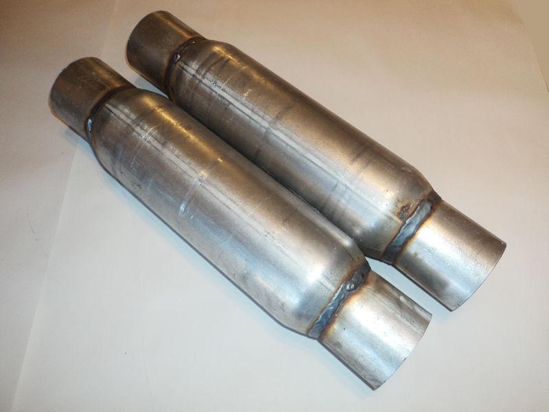 New performance hi flo glass pack mufflers pair 2.25" aluminized street/strip