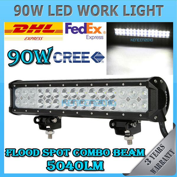 90w cree flood pencil combo beam 4wd awd work light driving off-road car suv van