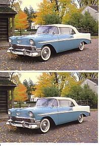 1956 chevy bel air convertible automobile postcard - lot of 2 - must see !!