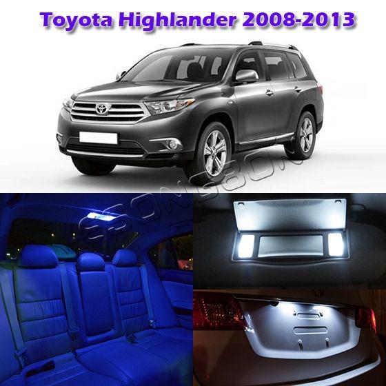 12 blue led map dome door trunk light package for toyota highlander +tool bar