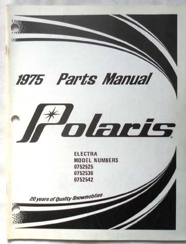 1975 polaris snowmobile electra  parts catalog book original