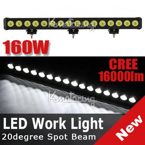 160w cree led spot 20 degree beam work light offroad lamp utb 4wd 4x4 16000lm 