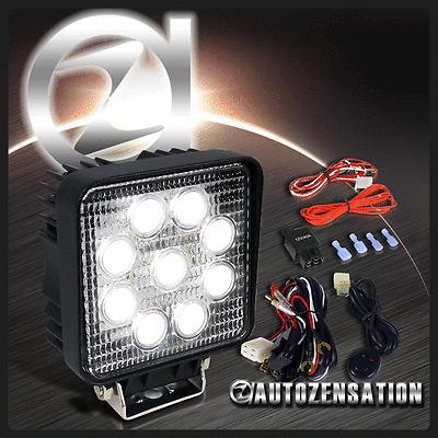 4.5" square 9 led off road driving flood work fog light+wiring jeep suv truck