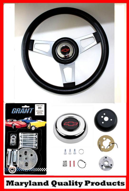 64-66 nova chevelle impala grant black steering wheel 13.75" red/bk shallow dish