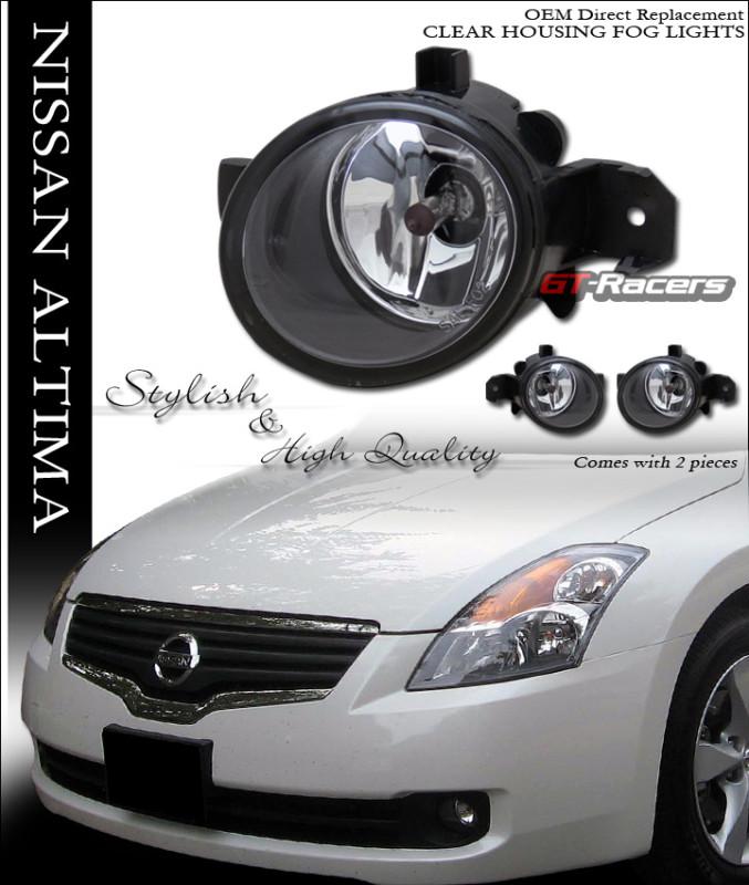 Jdm crystal clear front bumper fog lights dy+switch 2007-2009 nissan altima 4dr