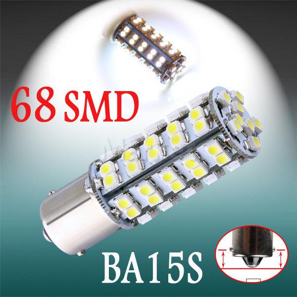 1156 ba15s 68 smd pure white fog signal turn tail led car light bulb lamp