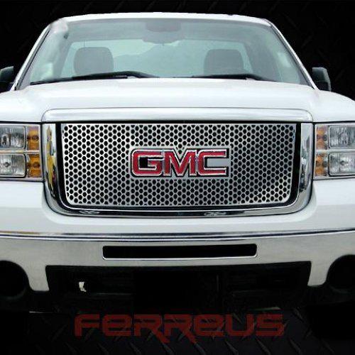 Gmc sierra ld 07-10 circle punch polished stainless grill insert trim cover