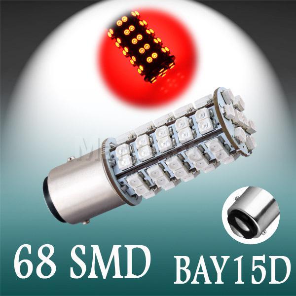 1157 bay15d 68 smd red fog tail turn signal led car light bulb lamp