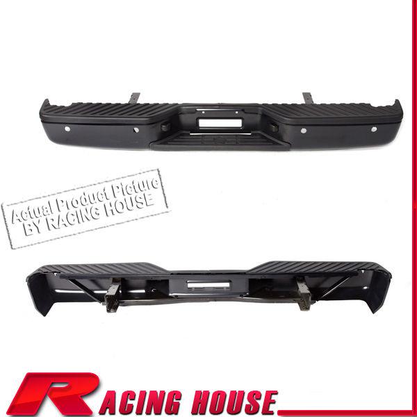 Rear step bumper steel bar w/pad 07-10 nissan titan le 11-12 sl sv sensor black