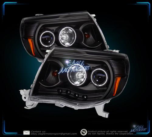 2005-2008 toyota tacoma dual ccfl halo projector black blk headlights led