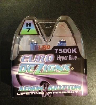 Hyper blue h7 xenon hid low beam headlights bulbs 7500k upgraded filaments