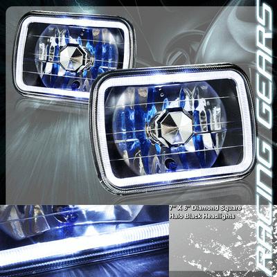 Universal 7"x6" h6014 h6052 h6054 sealed beam black housing halo headlight lamp