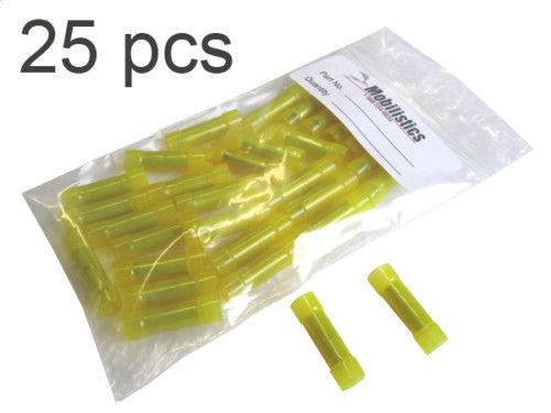 Yellow 12-10 nylon see thru butt splice connector qty25