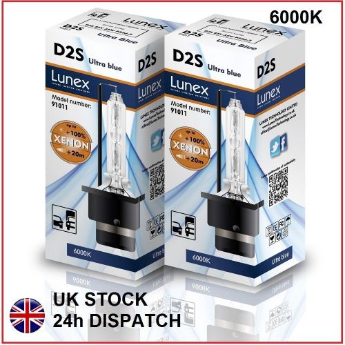 2 x d2s genuine lunex 6000k xenon bulb replacement for philips , ge or osram