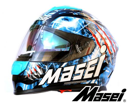 Brand new masei 833 monster blue dot motorcycle helmet - all sizes available