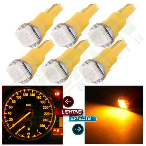 6x 5050 yellow t5 18 58 74 led bulb dashboard gauge a/c climate control light