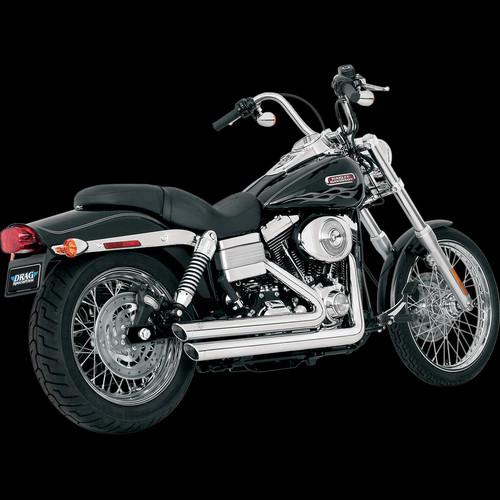 Vance & hines big shots staggered exhaust, chrome for 2006-2011 harley dyna