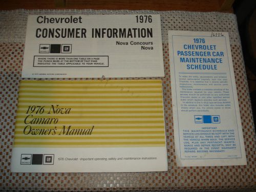 1976 chevy camaro nova owners manual set original rare glove box books