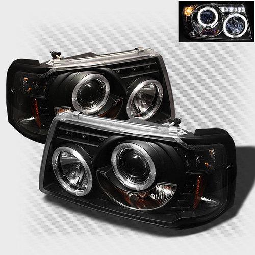 2001-2011 ford ranger dual halo led projector headlights black head lights lamp