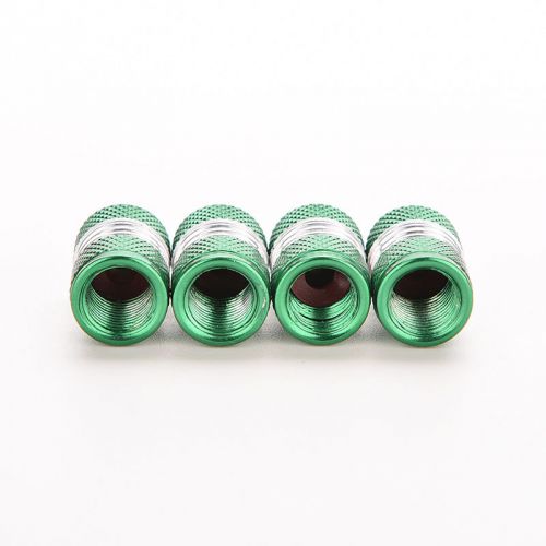 4xaluminum car auto motor wheel tire valve stem caps dust covers round green c