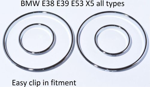 New bmw e38 e39 e53 x5 gauge rings instrument cluster chrome tachoringe m5 dash