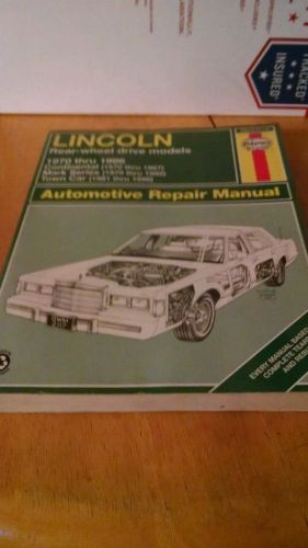 Haynes lincoln rear wheel drive models 1970-1996