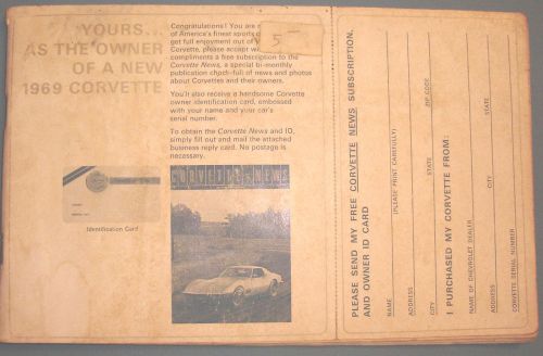 1969 original rare 1st edition corvette owners manual with full card,#3955548