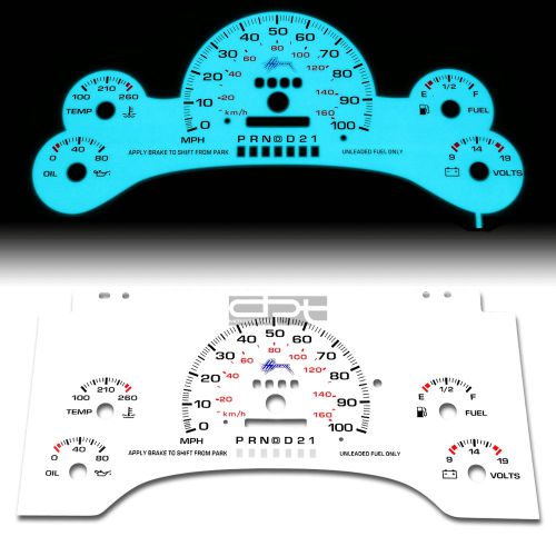 Indiglo glow gauge+harness white face for 95-97 chevy s10 blazer jimmy no tach