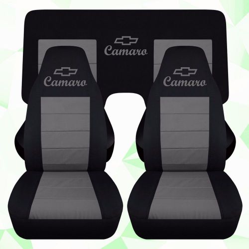 Fits 1982 to 1992 chevy camaro black and charcoal seat covers front and rear