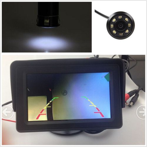 4.3&#034;lcd tft screen &amp; 170° car rear view infrared night vision camera universal