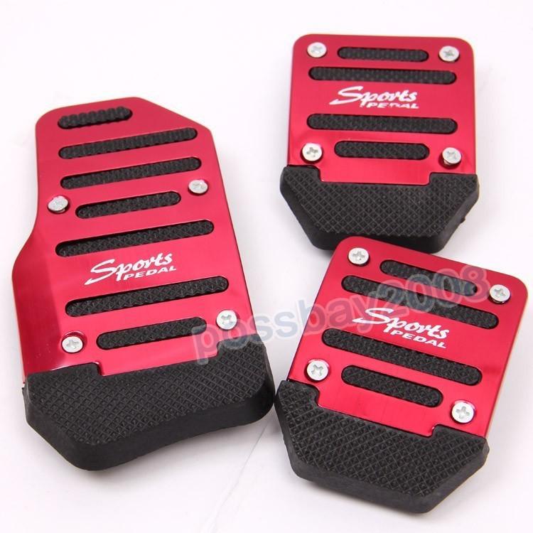 Non slip sports manual car pedal cover set of 3pcs xb-373 red