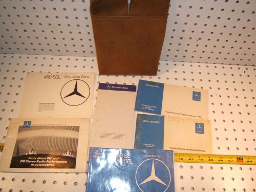 Mercedes 1977 280se/450sel owner&#039;s oe 1 set of 6 manual/paper &amp; leather 1 pouch