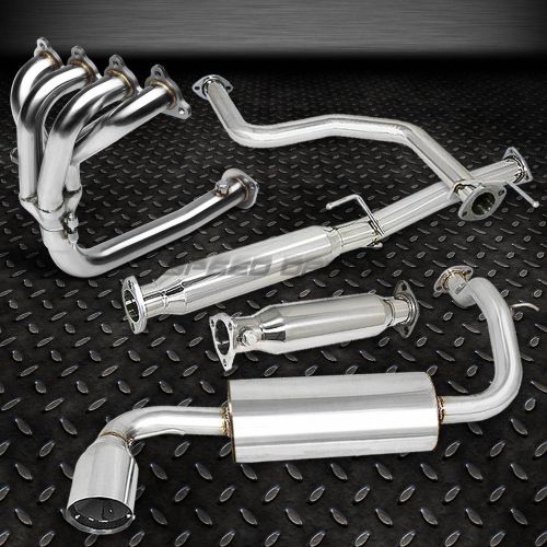 4.5&#034; muffler racing catback+4-1 header manifold+pipe exhaust for civic ed 3dr