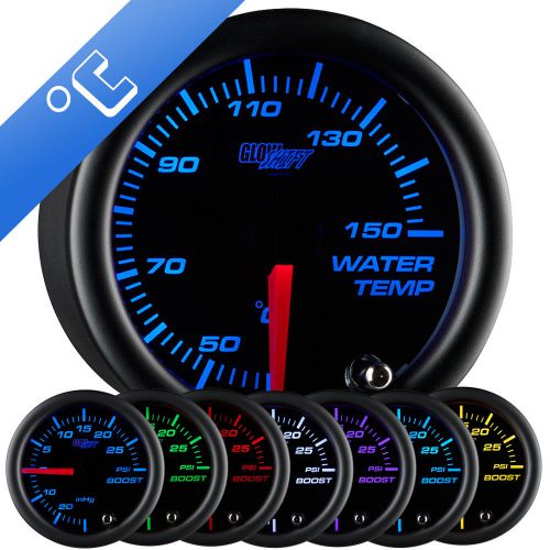 New! glowshift 52mm black 7 color celsius water temp temperature °c gauge meter