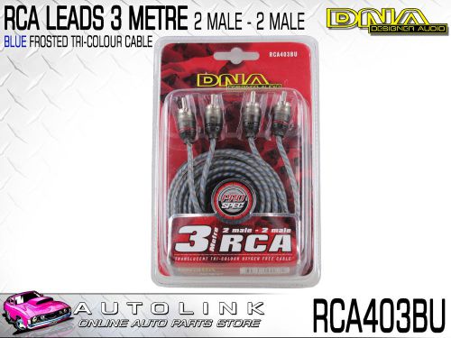 Dna 2 male rca to 2 male rca pro spec cable - blue 3 metres ( rca403bu )