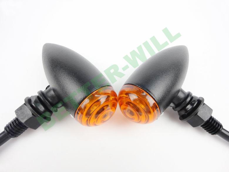 Black retro style metal bullet turn signal lights for suzuki bike with 10mm bolt