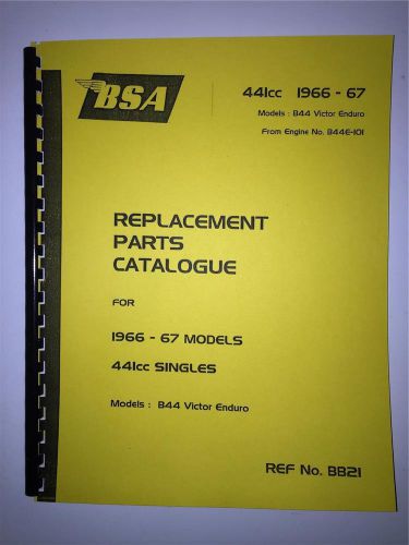Parts manual fits bsa 1966 / 1967 b44 441 victor enduro motorcycle catalog book