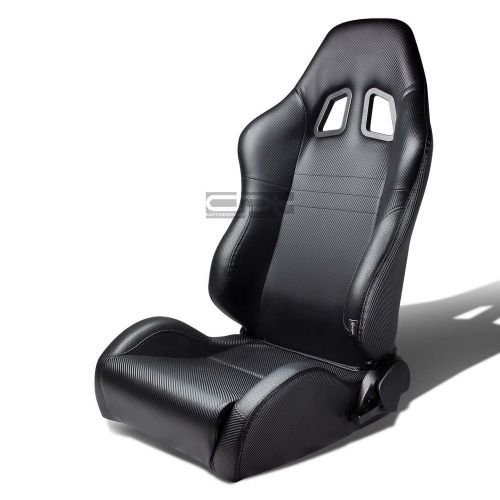 2x carbon look pvc leather sports racing seats+universal slider driver left side