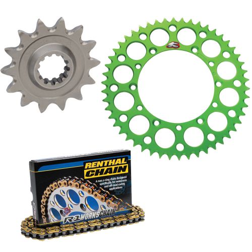 Renthal 520 chain &amp; 13-48 sprocket kit green for 1990-1991 kawasaki kx250