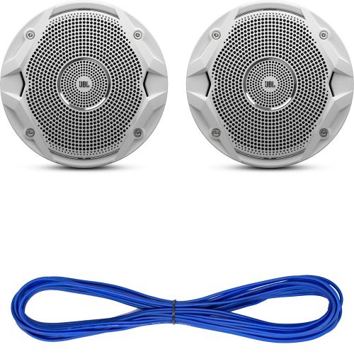 Jbl marine 6.5&#034; white dual cone 150w speakers, cadence 50 ft marine speaker wire