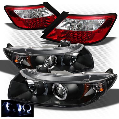 06-11 civic 2dr black projector headlights + r/c philips-led perform tail lights