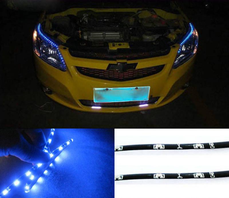 2x 24" blue led side shine strip 30 smd hid fog drl head slim xenon light #a