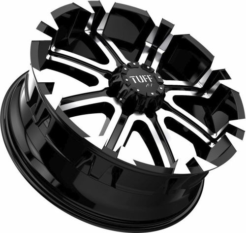 One (1) tuff t-13 22x9.5 5x139.7 +15mm black/machined wheel rim dodge ram 1500