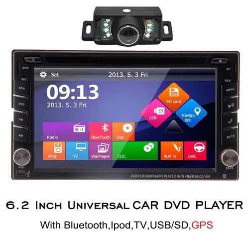 Camera+ double 2 din car dvd cd mp3 radio player gps navi stereo bluetooth tv sd