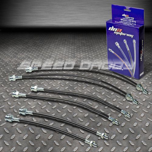 Front+rear stainless steel hose brake line/cable 84-85 mazda rx7 fb s3 13b black